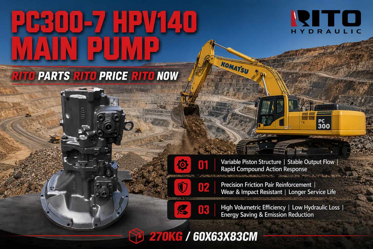 Komatsu PC300-7 HPV140 Main Pump: Complete Specifications, Features & Buying Guide (2026)