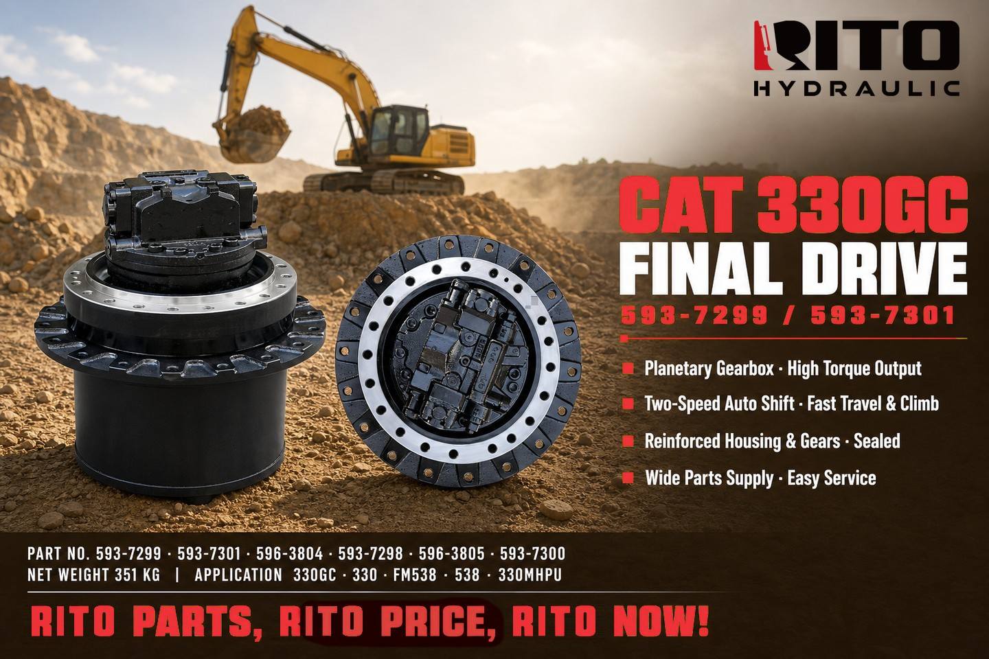 CAT 330GC final drive 593-7299 593-7301 596-3804 buying guide and fitment verification - RITO HYDRAULIC