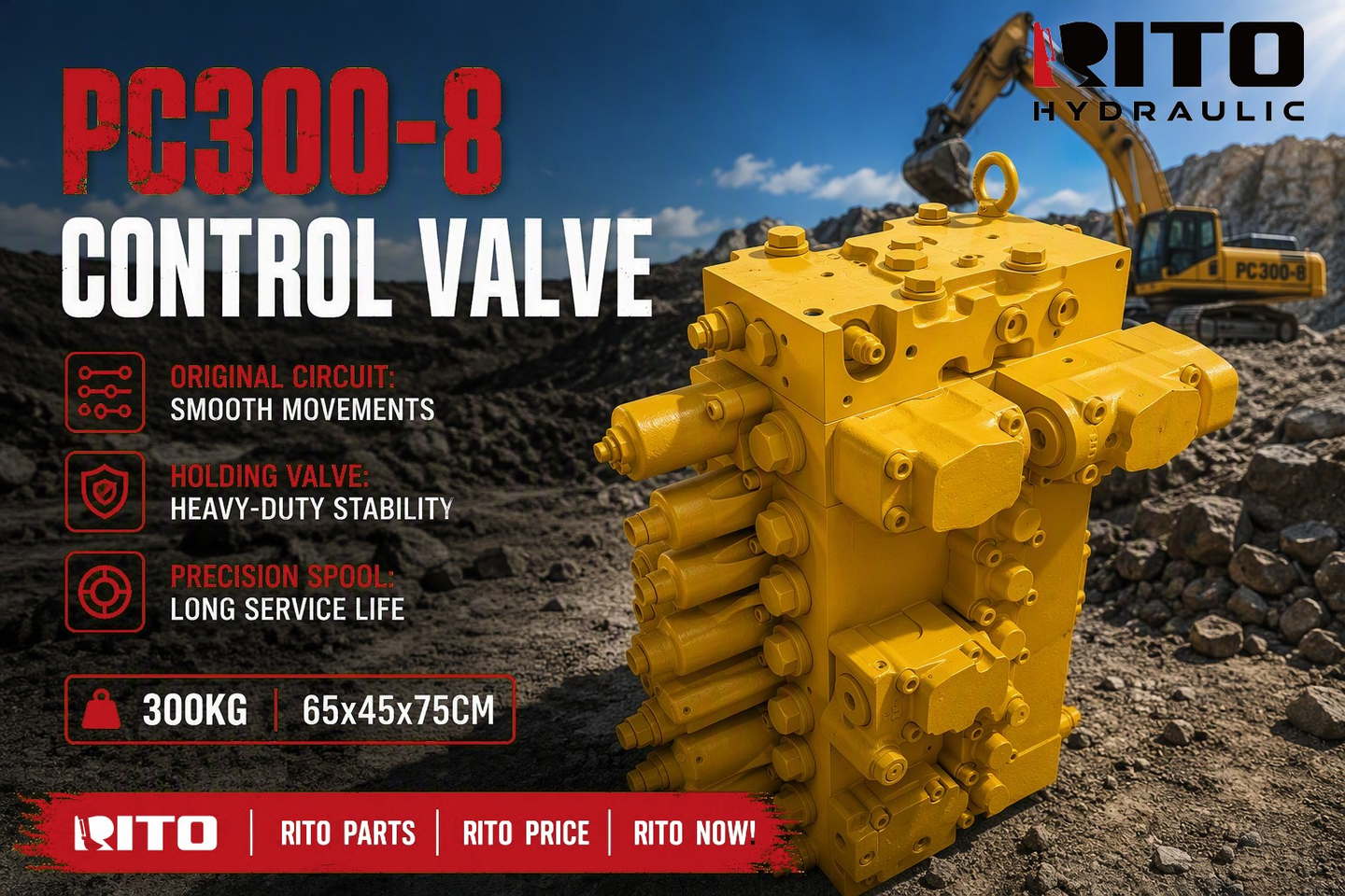 Komatsu PC300-8 control valve assembly - CLSS vs conventional valve explained - RITO HYDRAULIC