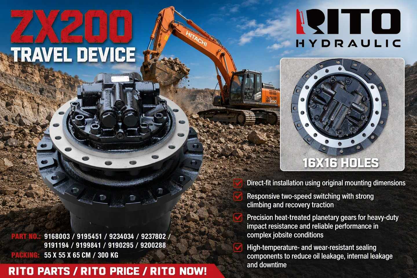 Hitachi ZX200 travel motor assembly HMGF38DA how to choose the right travel device - RITO HYDRAULIC