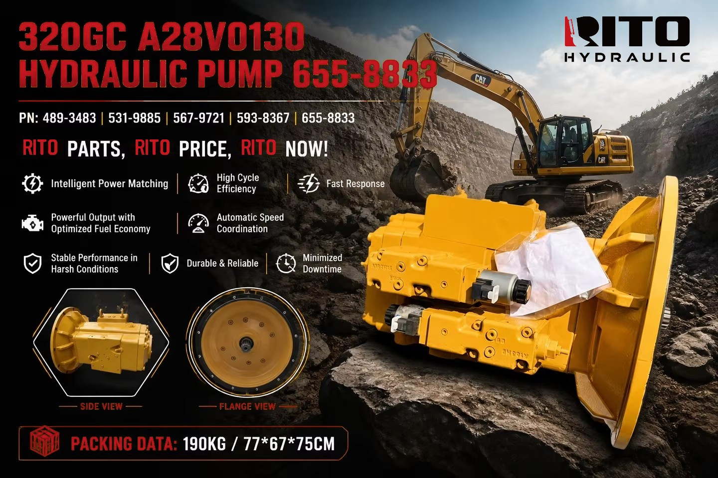 CAT 320GC A28VO130 hydraulic pump 655-8833 - classic faults and money-saving solutions - RITO HYDRAULIC