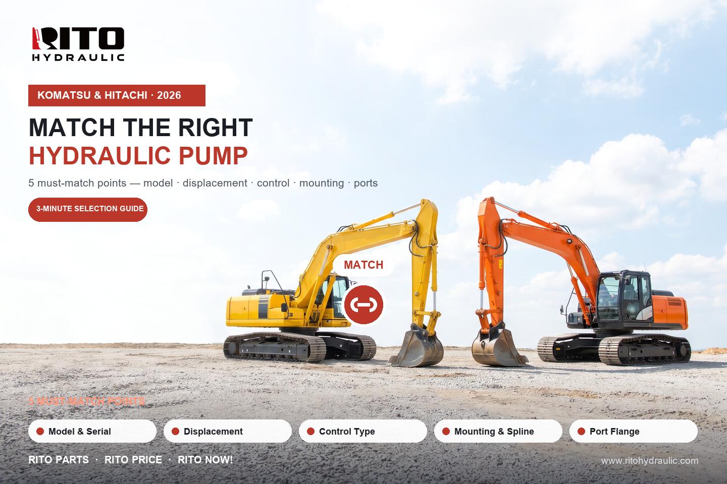 How to Match a Hydraulic Pump to Your Komatsu or Hitachi Excavator: The 3-Minute Selection Guide (2026)