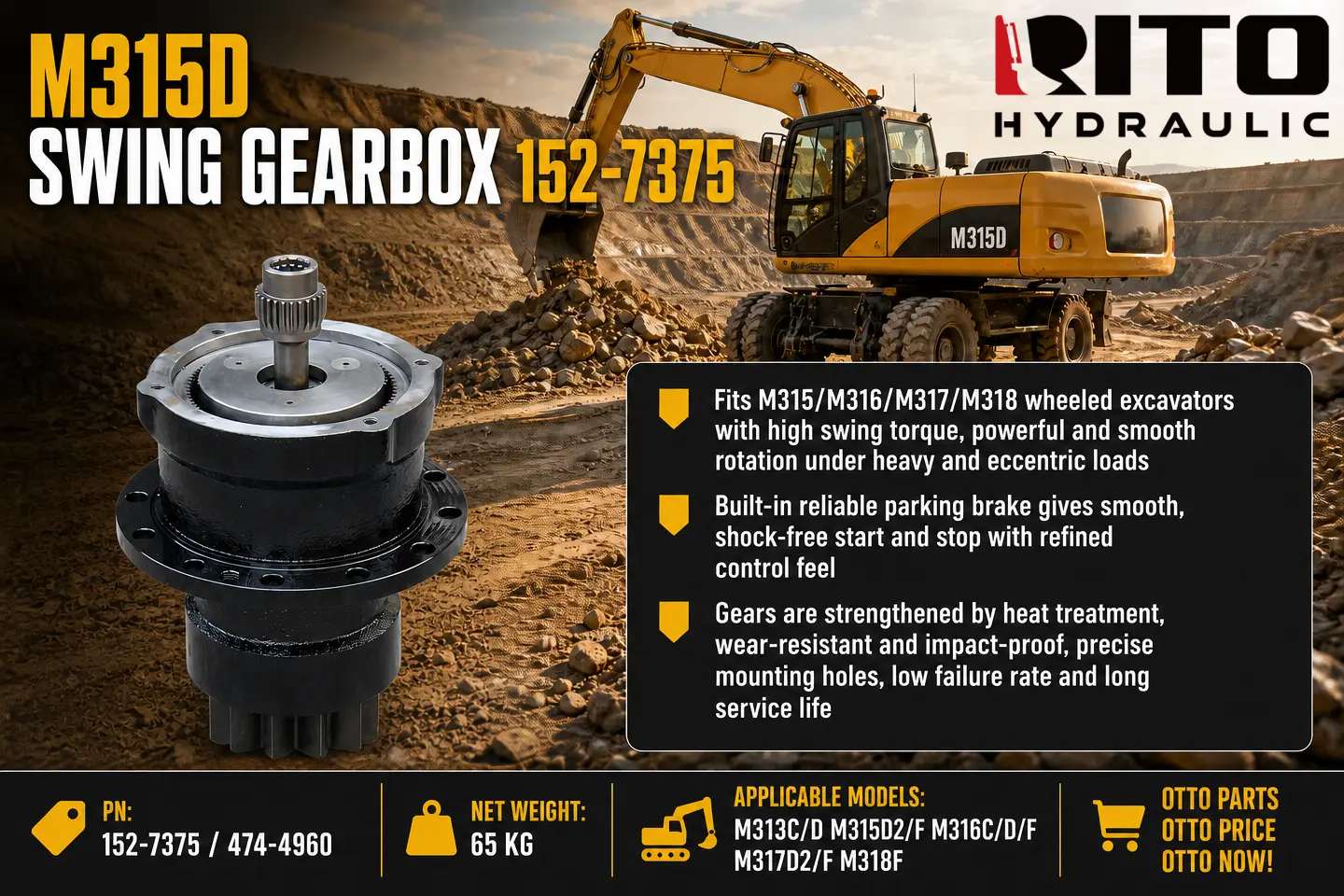 CAT M315/M316/M317/M318 Swing Gearbox (152-7375): When to Replace & How to Choose the Right One (2026)