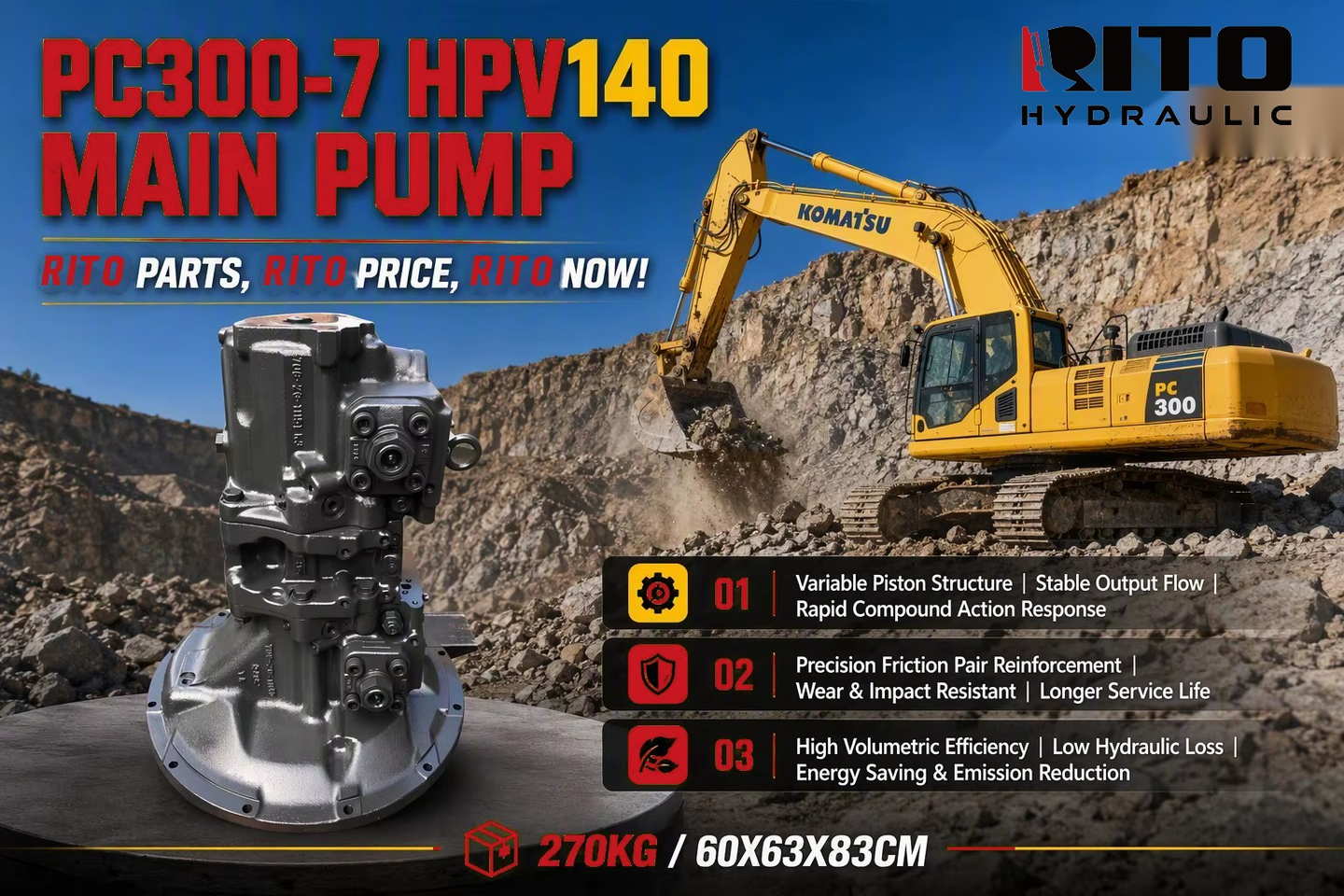 Komatsu PC300-7 Main Pump (HPV140): How to Match the Right Pump — Model, Variant & Cross-Reference Guide
