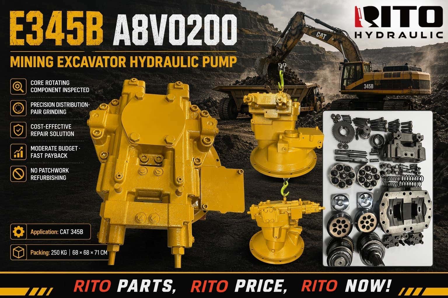 Caterpillar 345B A8VO200 Hydraulic Pump: Complete Specifications, Features & Buying Guide (2026)