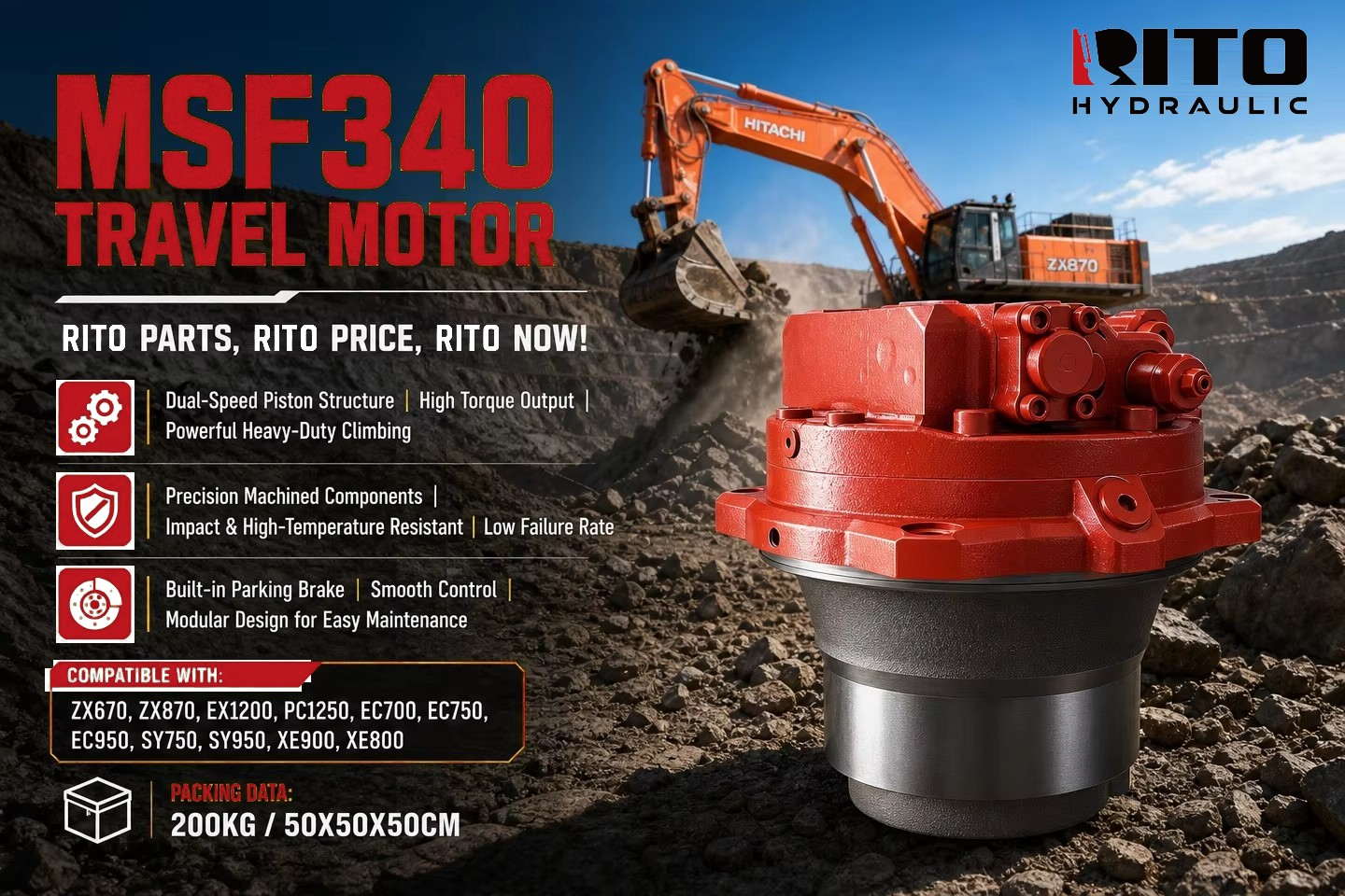 KYB MSF340 travel motor - what it is and which excavators it fits - RITO HYDRAULIC